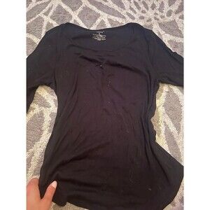 Black Scoop Neck Three Quarter Sleeve Apt 9 Blouse